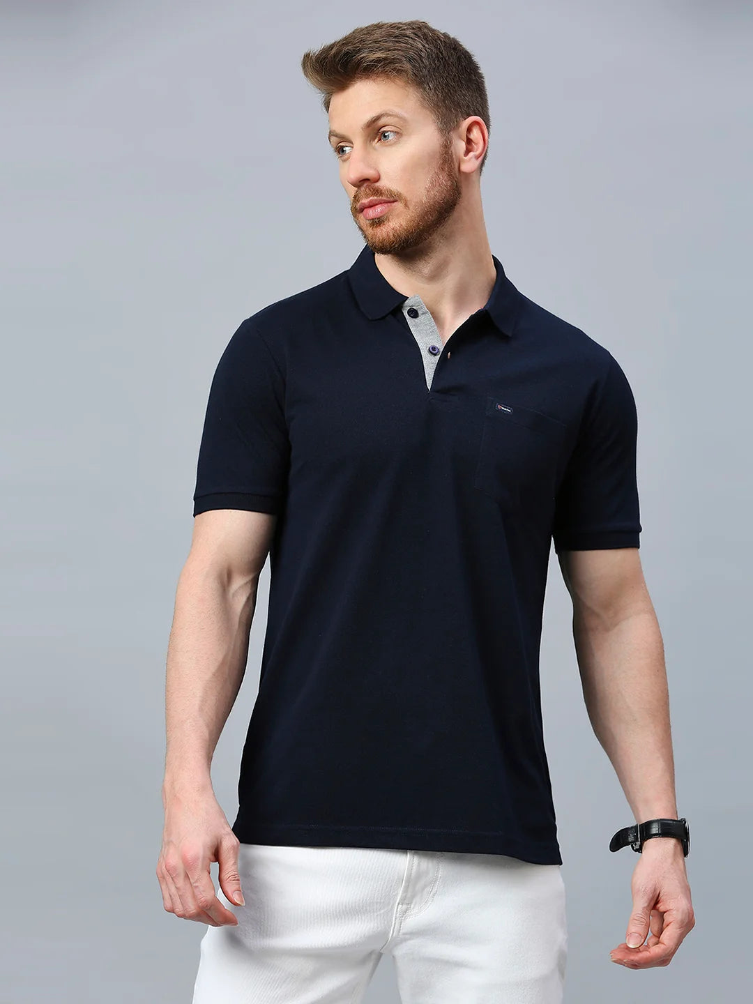 Navy Regular Fit H/S T-Shirt