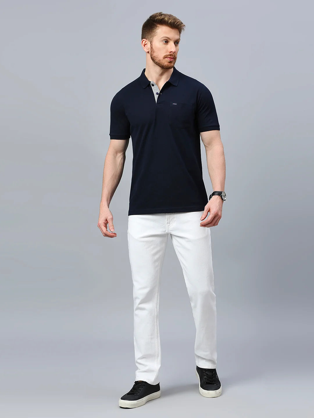 Navy Regular Fit H/S T-Shirt