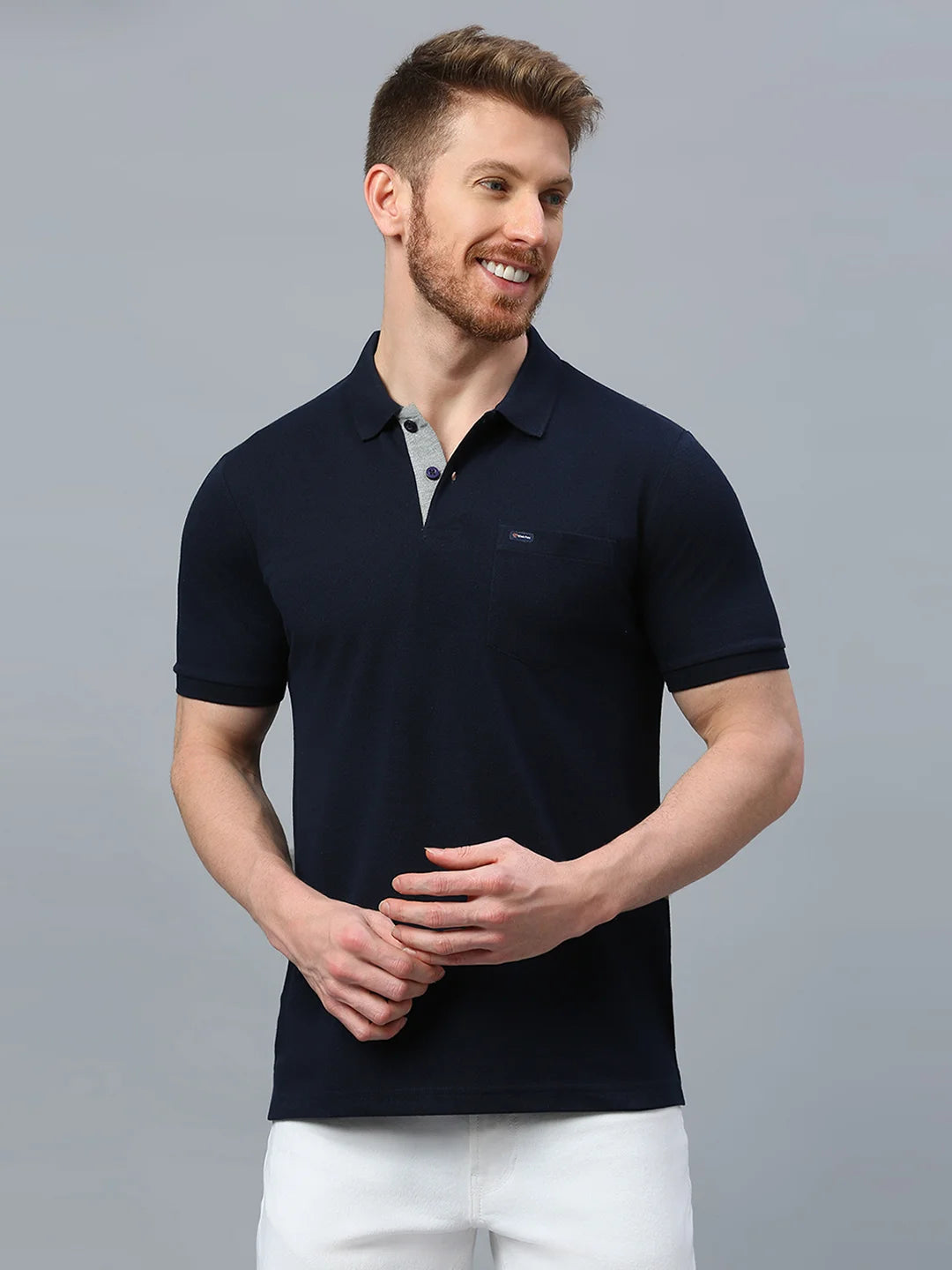 Navy Regular Fit H/S T-Shirt