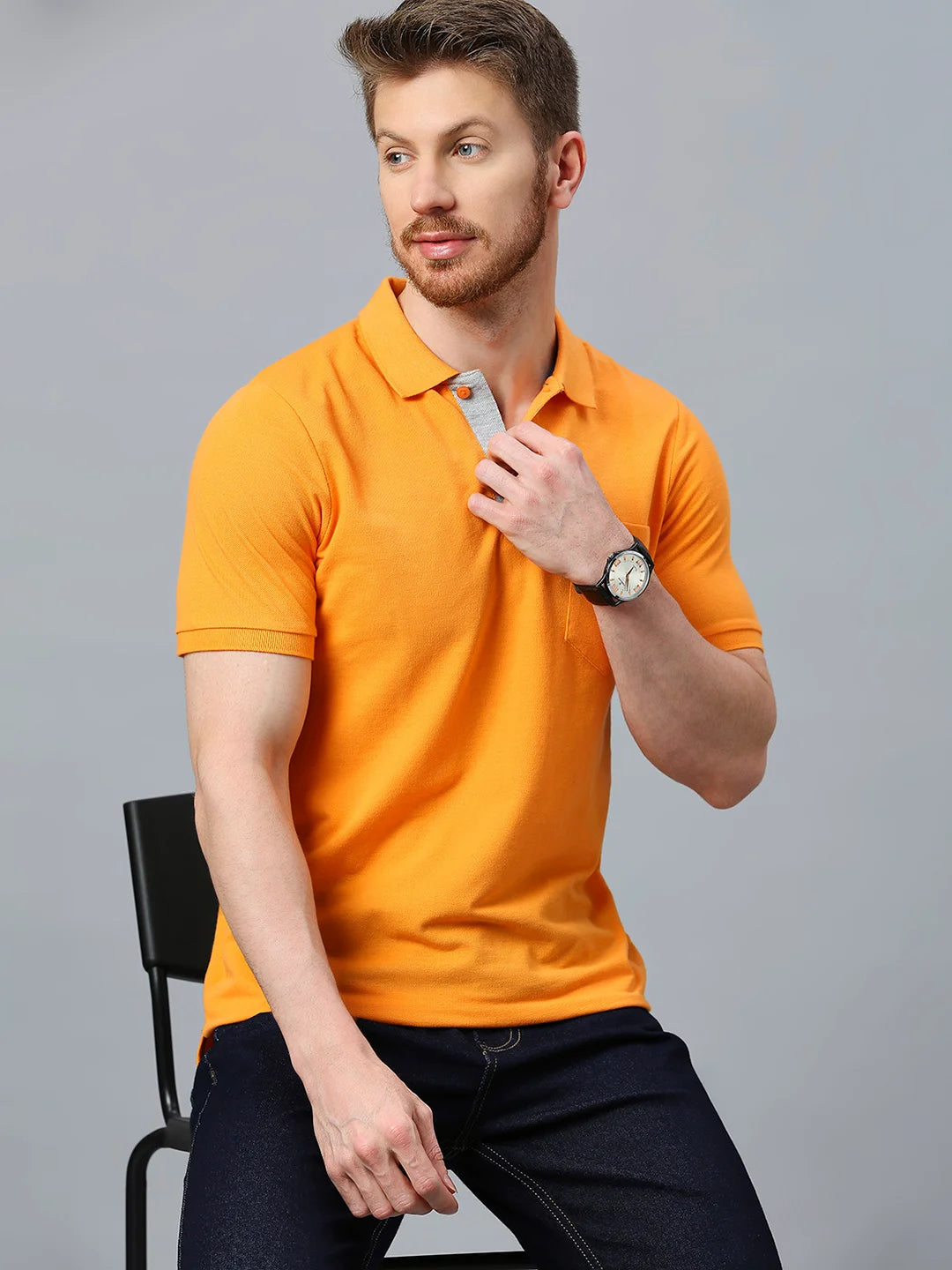 Orange Regular Fit H/S T-Shirt