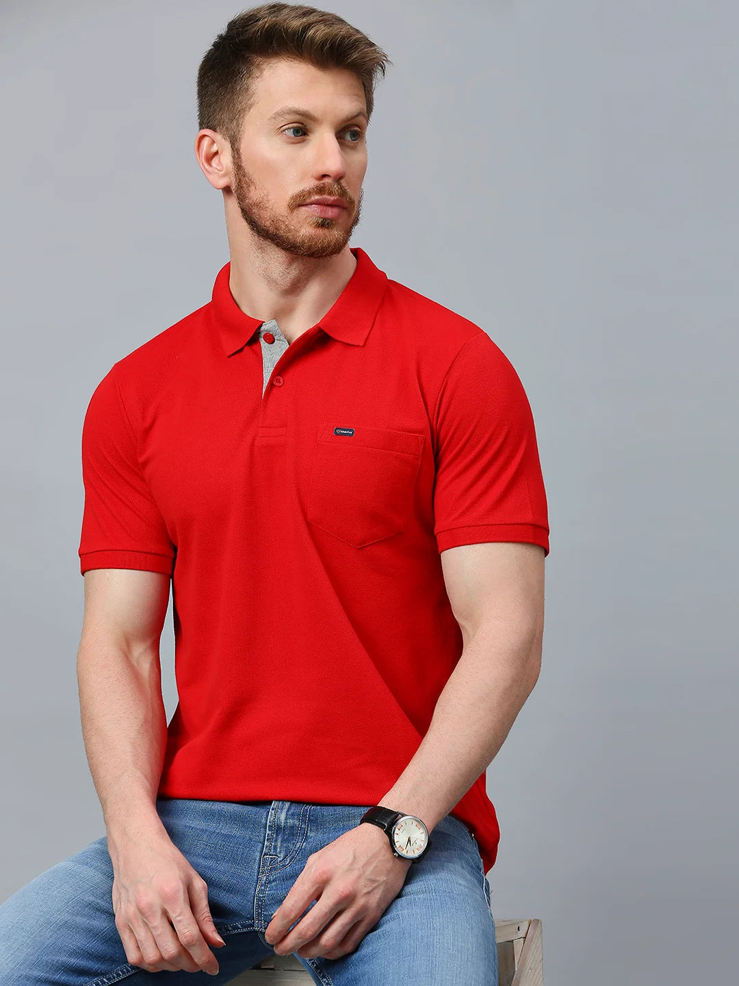 Red Regular Fit H/S T-Shirt