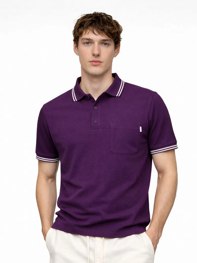 Dark Purple Pocket Polo T-Shirt