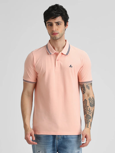 Peach Selfmade Solid Polo T-Shirt