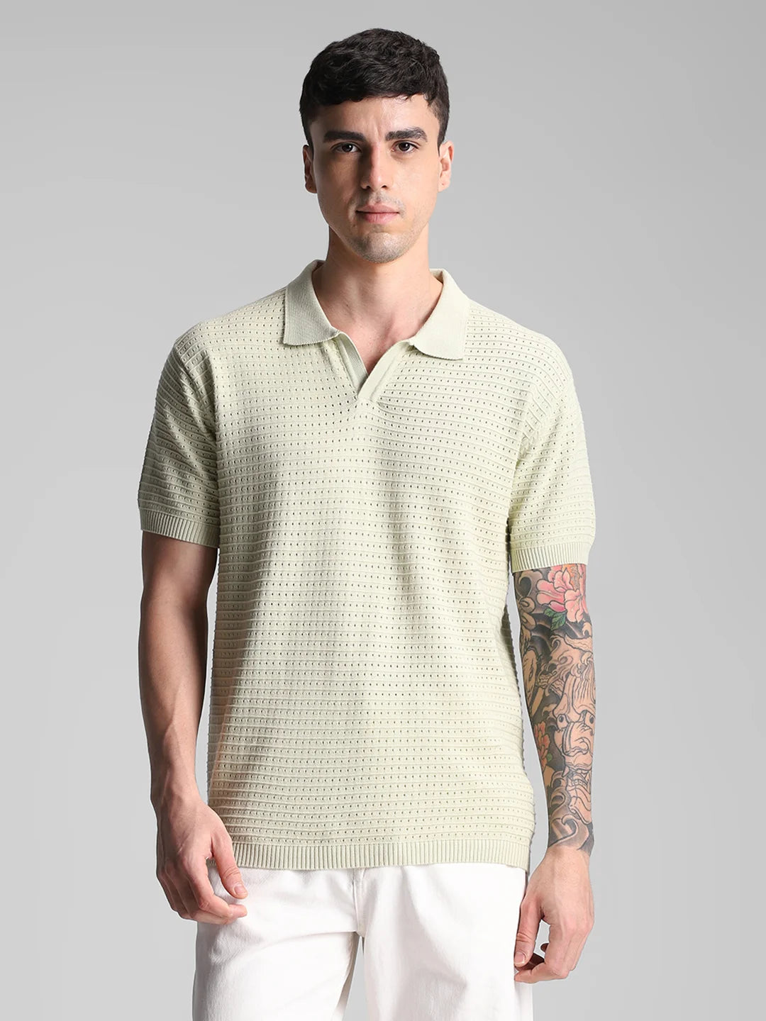 Pista Knitted Textured Polo T-Shirt