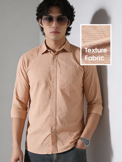 Peach Textured Dobby Shirt