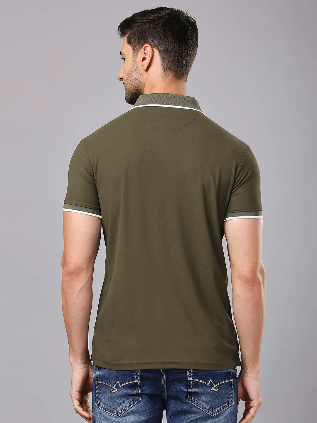 Olive Printed Polo Regular H/S T-Shirt