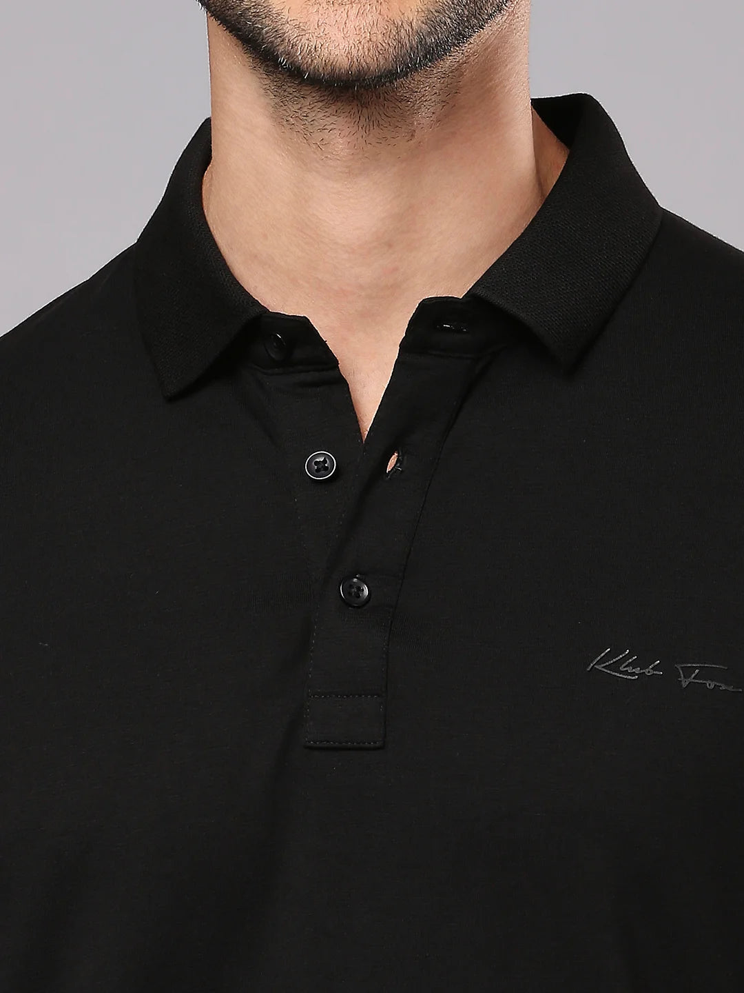 Black Solid Polo Regular H/S T-Shirt