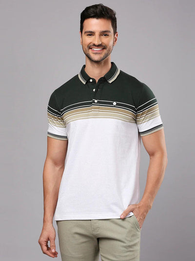 Green Striped Polo T-Shirt