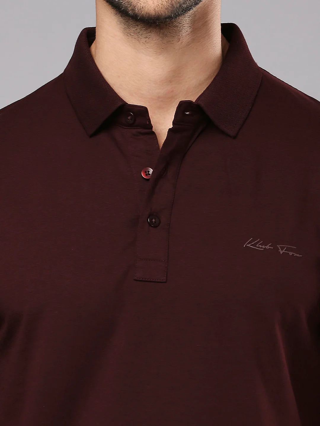 Wine Solid Polo Regular H/S T-Shirt