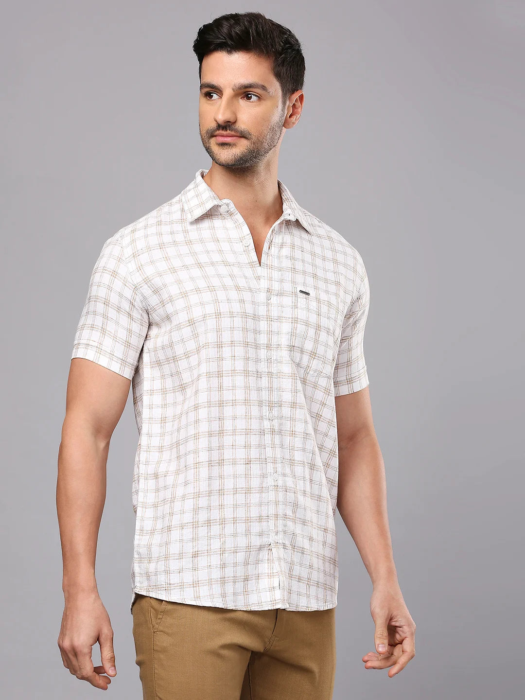 Beige Checkered Shirt