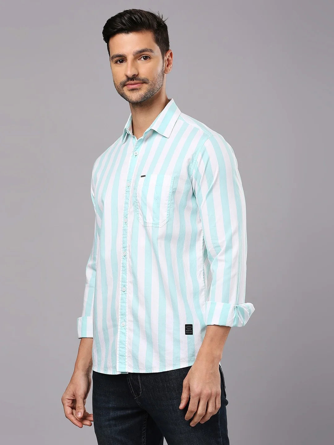 Sea Green Striped Shirt