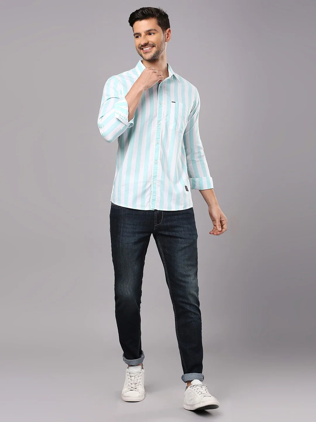 Sea Green Striped Shirt