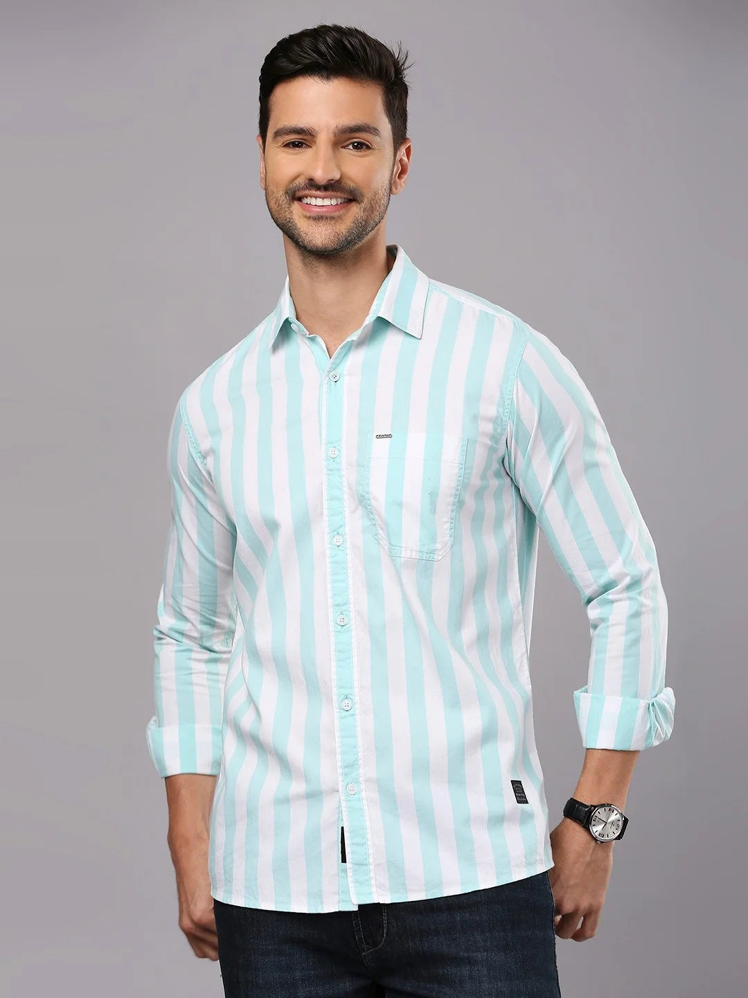 Sea Green Striped Shirt