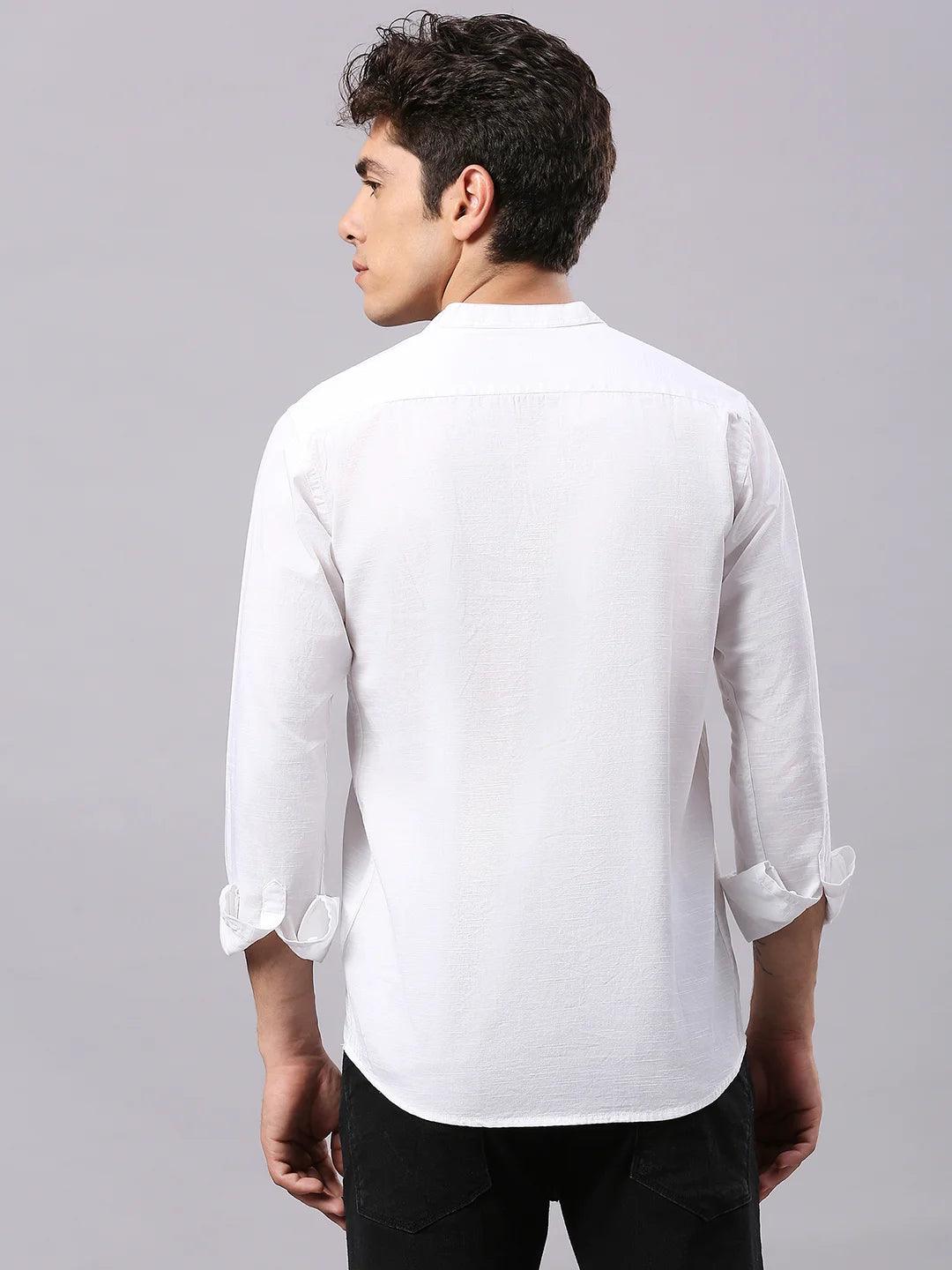 Band Collar Statement White Shirt