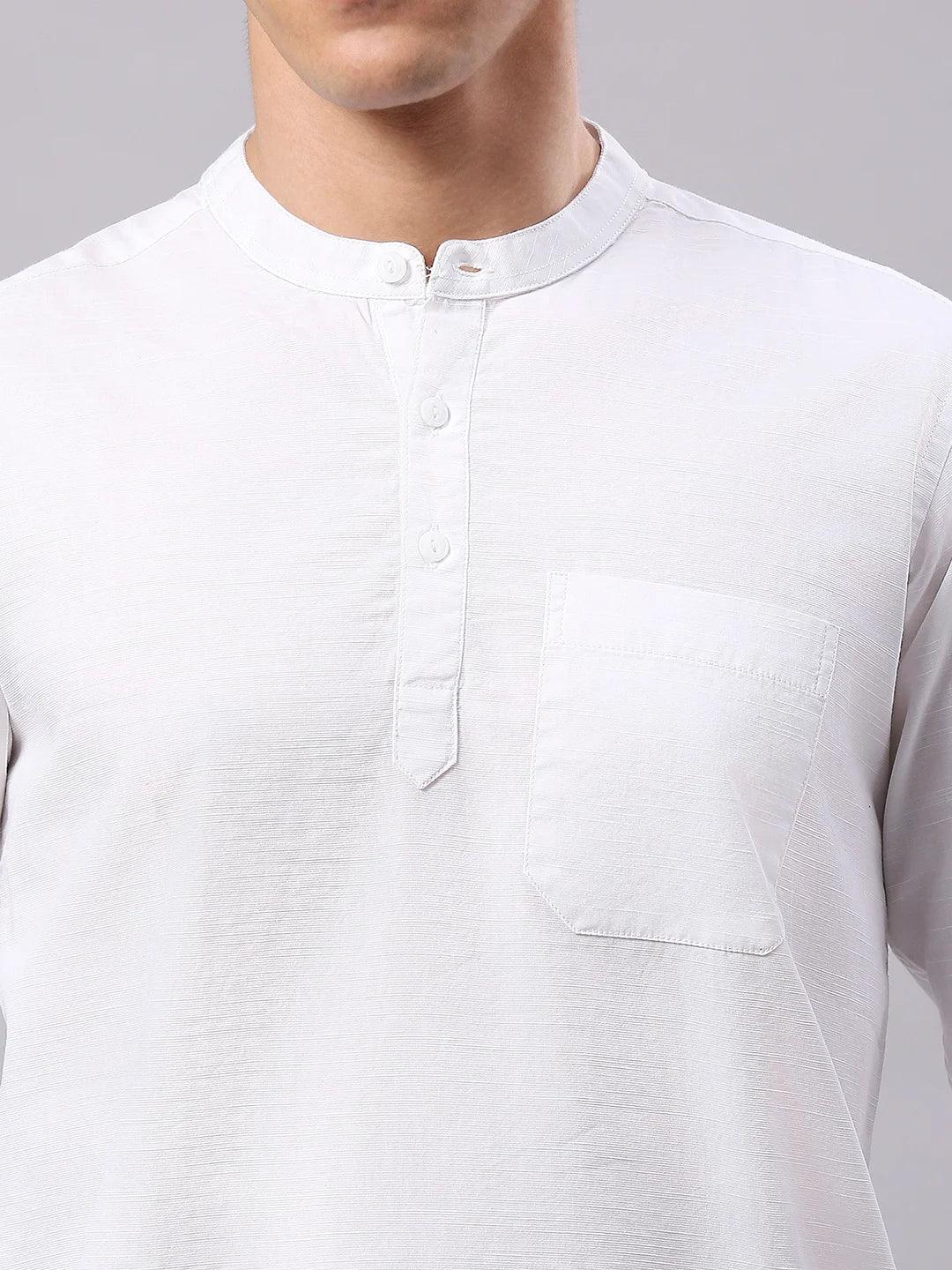 Band Collar Statement White Shirt