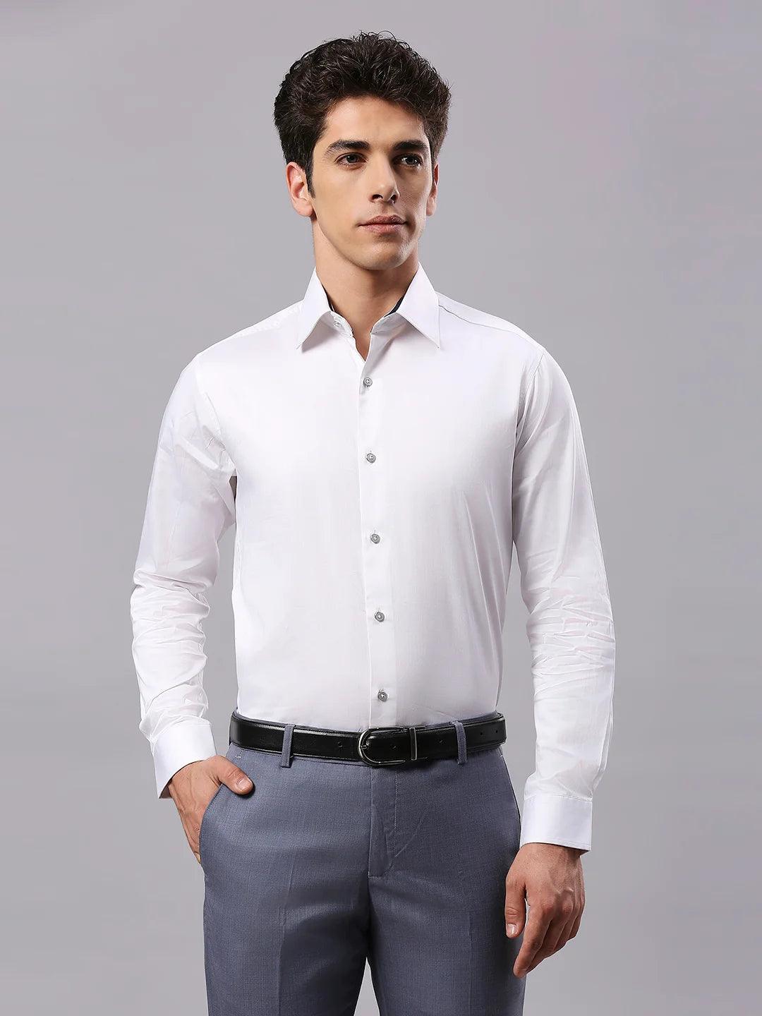 Solid White Formal Satin Shirt