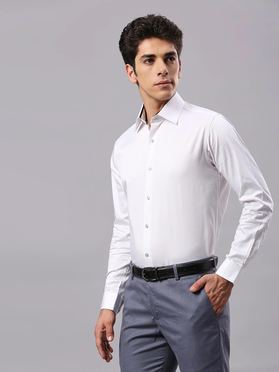 Solid White Formal Satin Shirt
