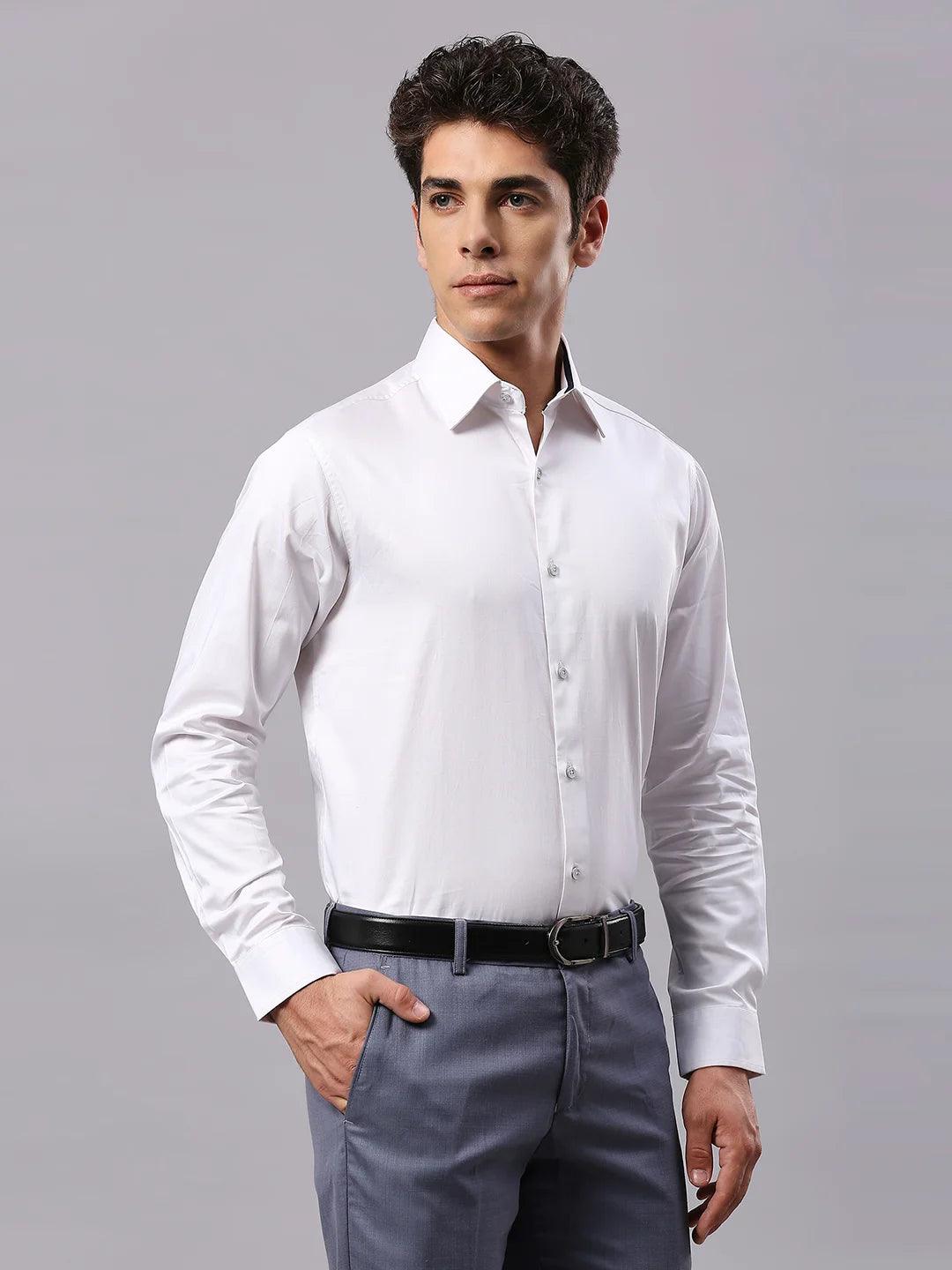 Solid White Formal Satin Shirt