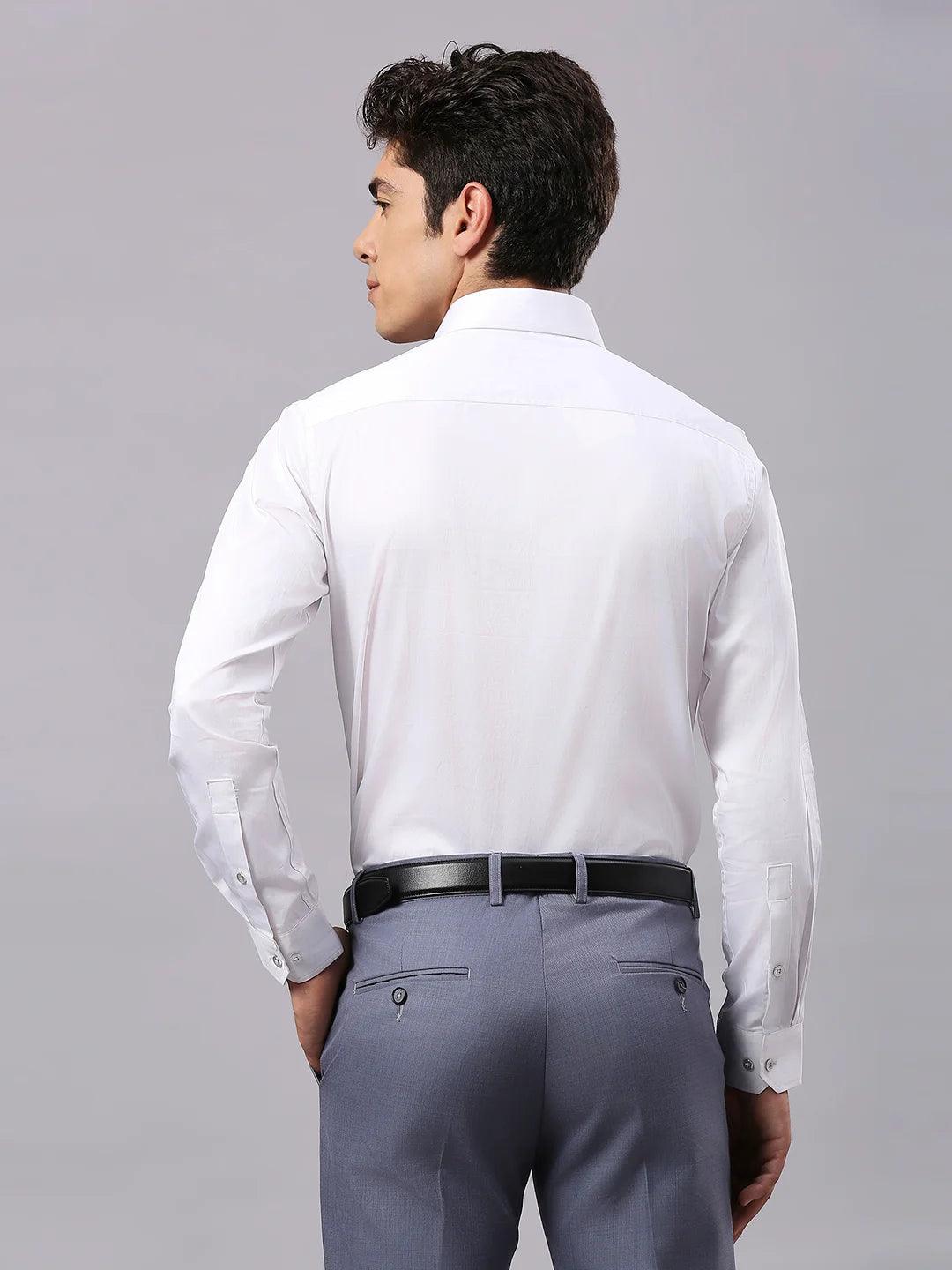 Solid White Formal Satin Shirt