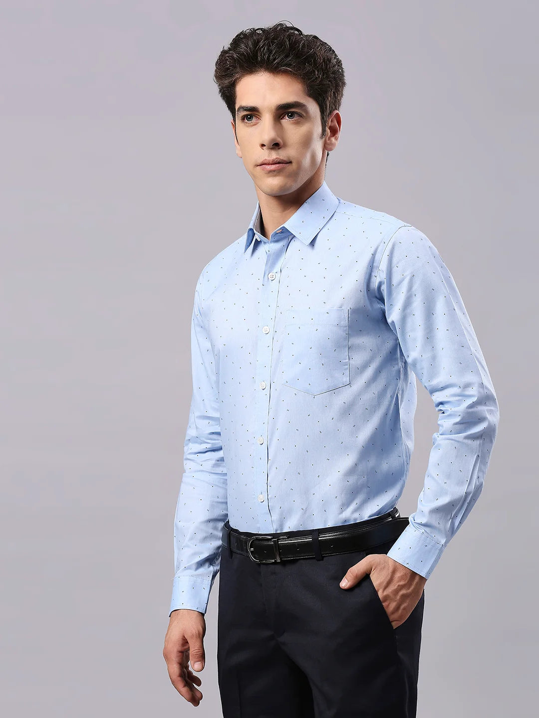 Sky Blue Printed Shirt