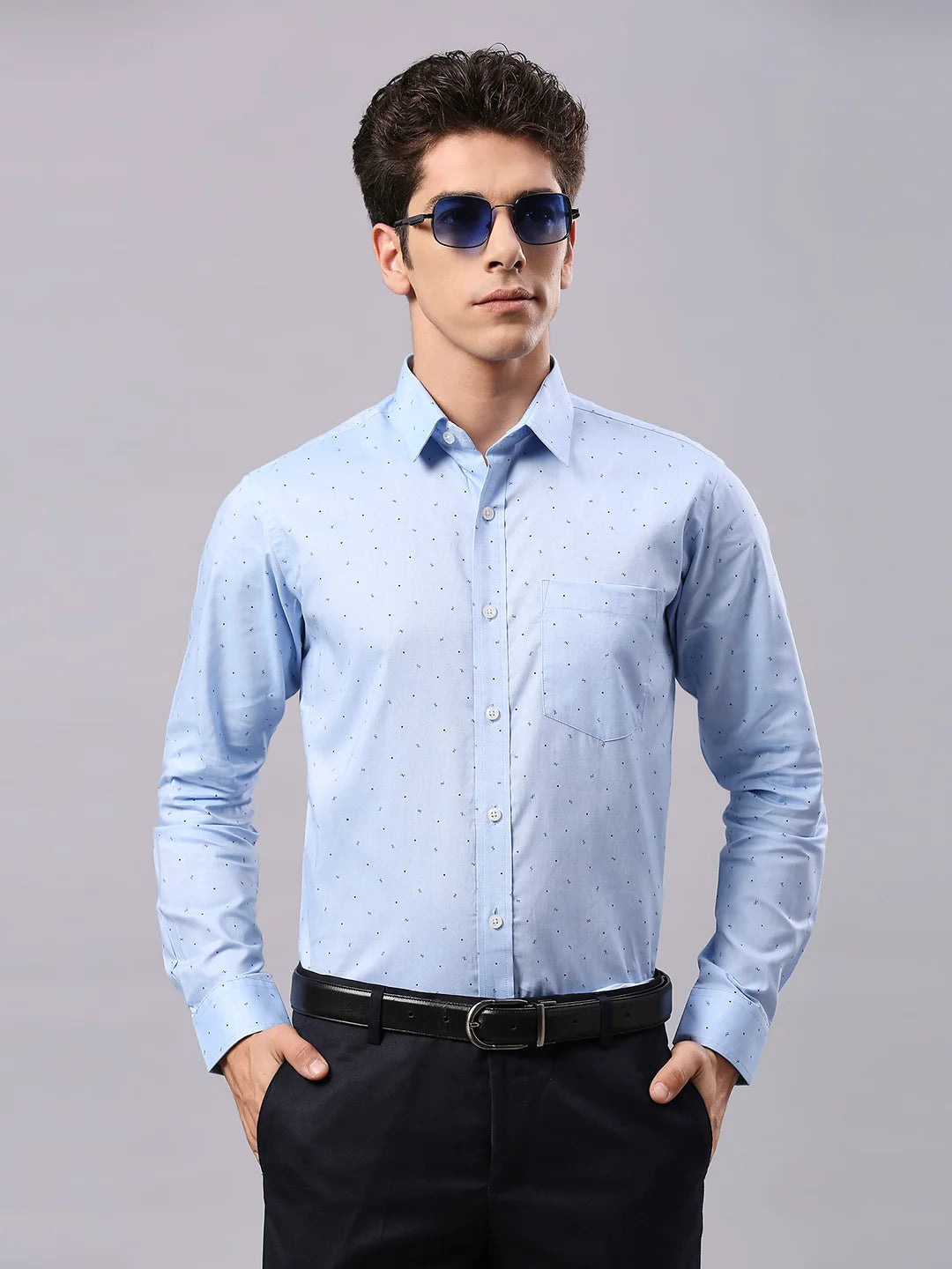 Sky Blue Printed Shirt