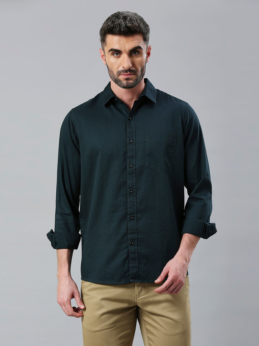 Peacock Green Plain Shirt