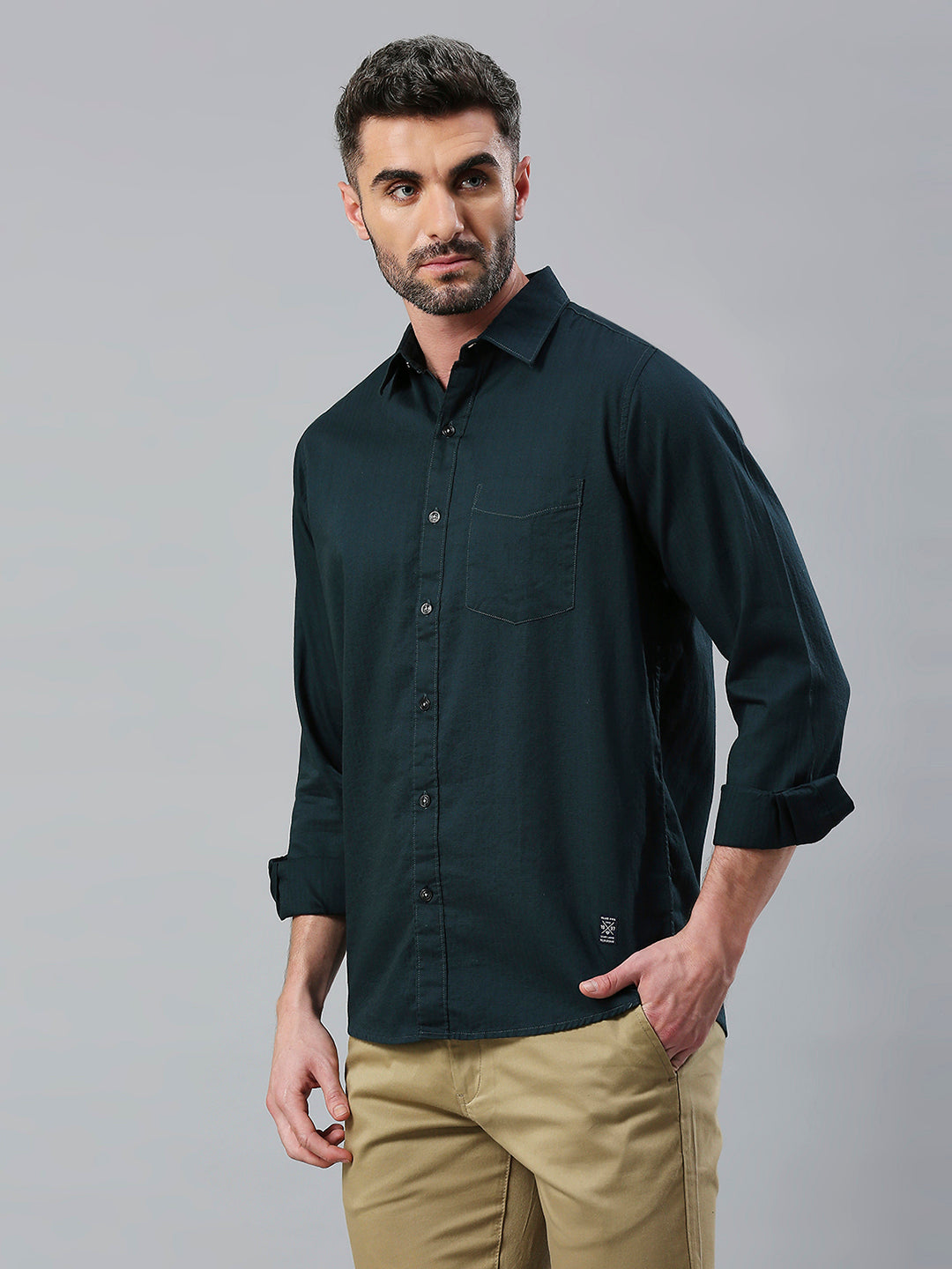 Peacock Green Plain Shirt