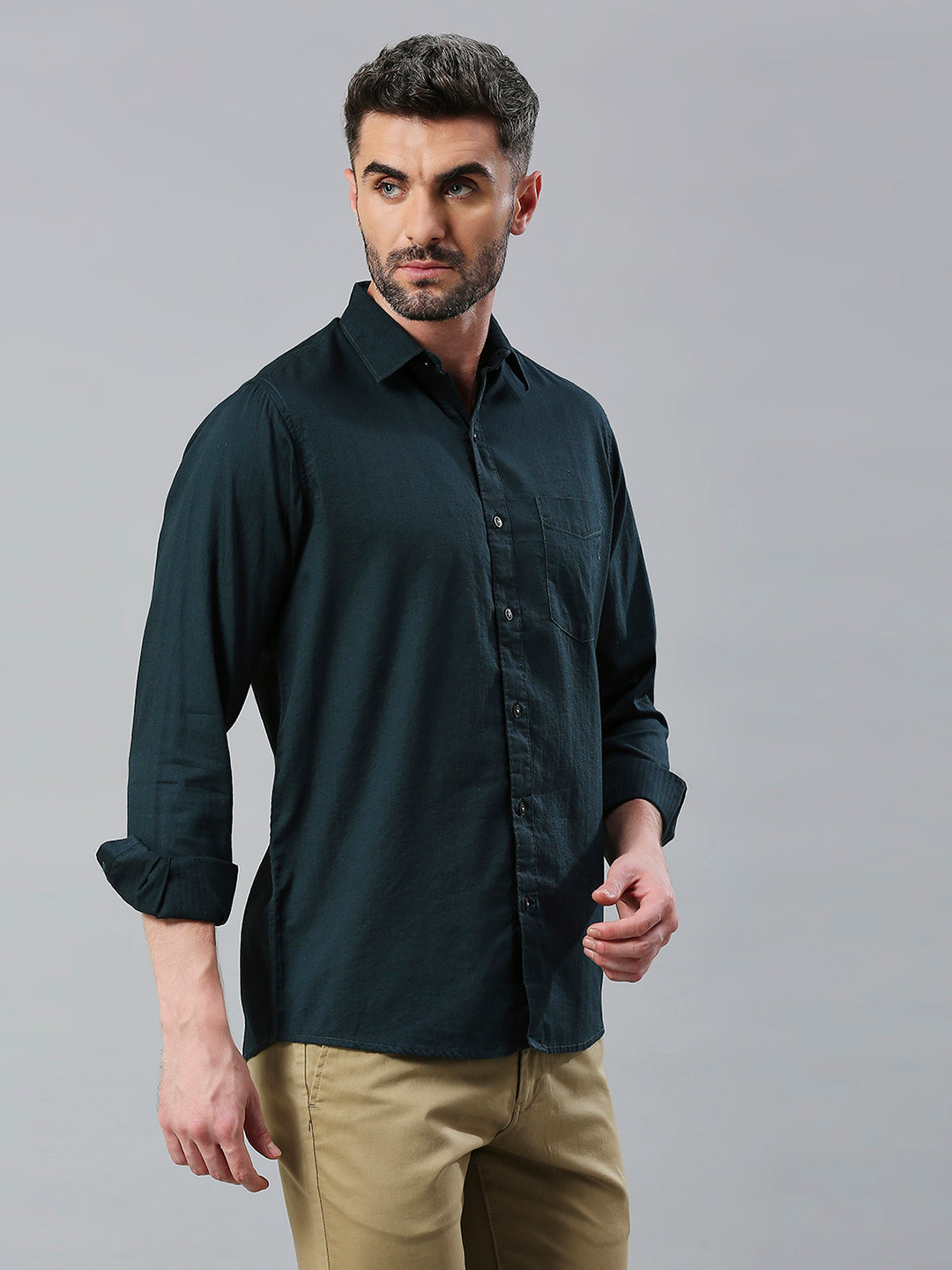 Peacock Green Plain Shirt