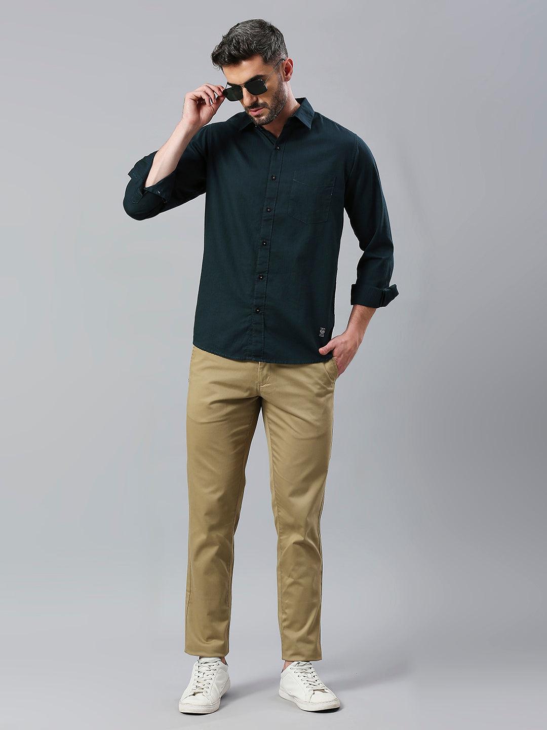 Peacock Green Solid Shirt