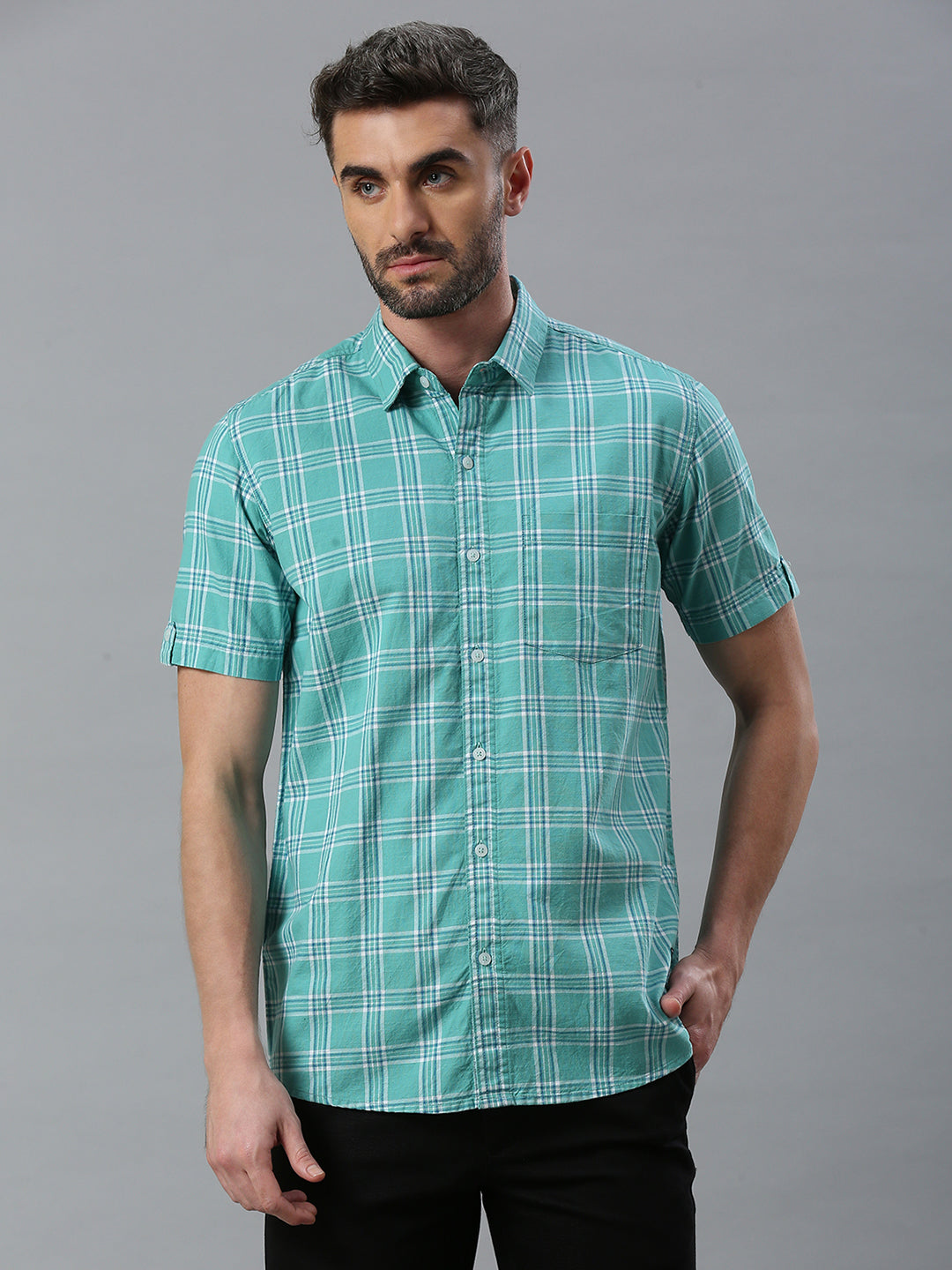 Turquoise Checkered Shirt