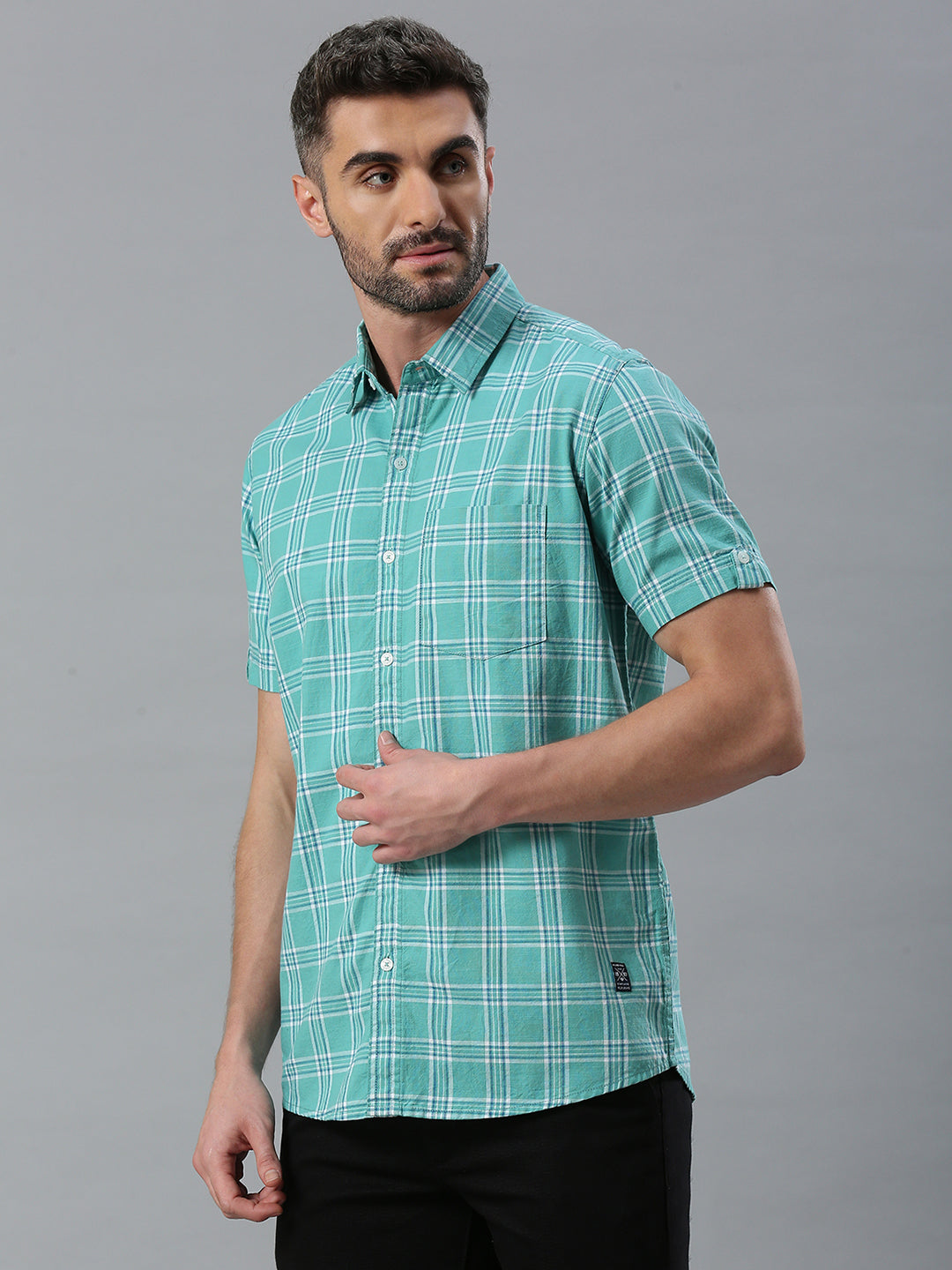 Turquoise Checkered Shirt