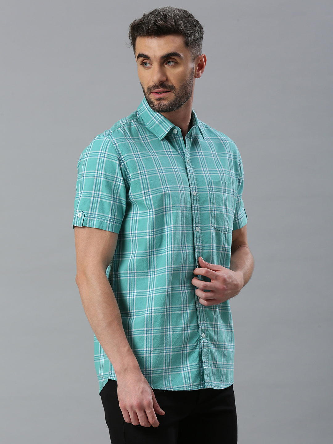 Turquoise Checkered Shirt