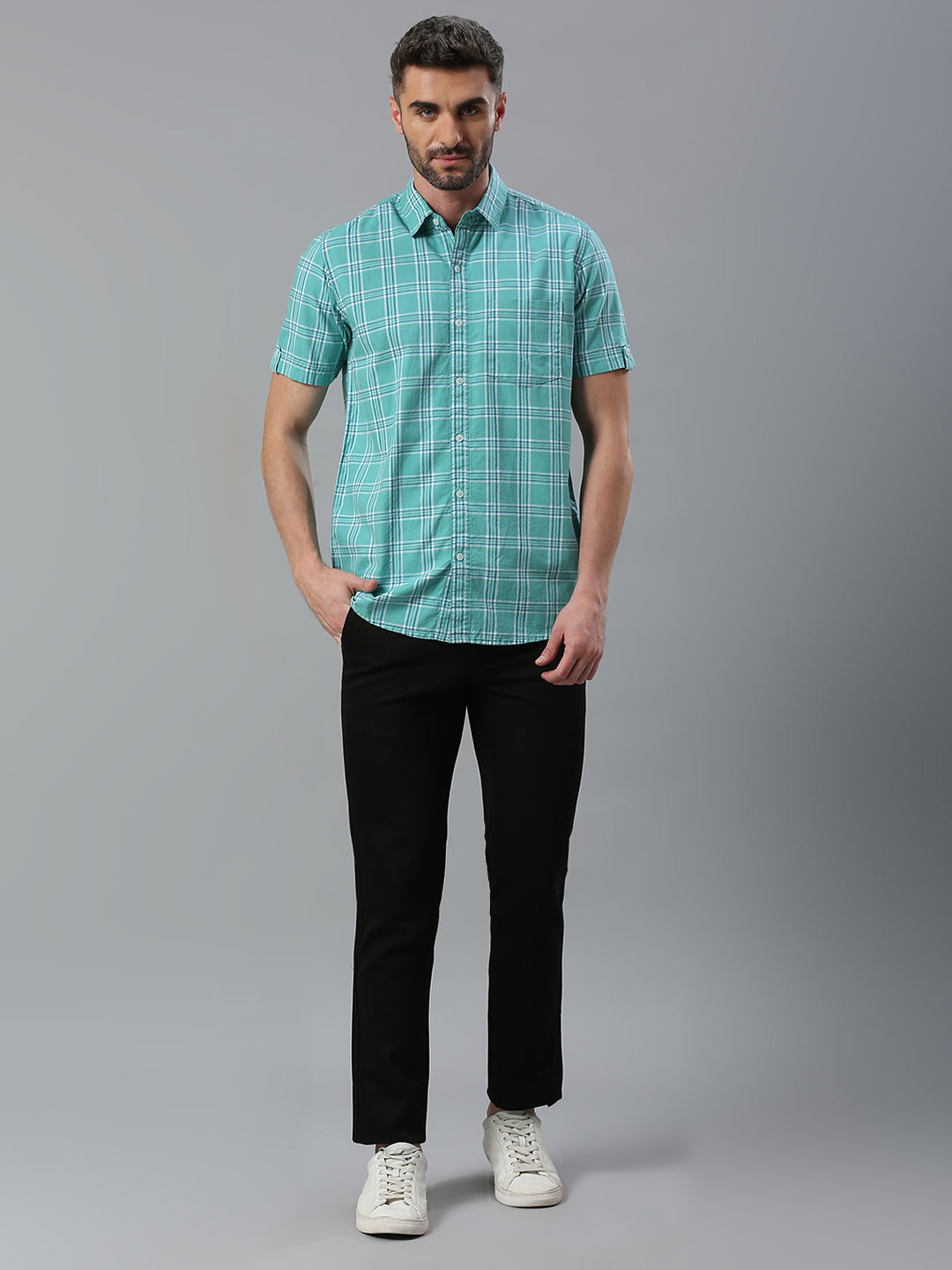 Turquoise Checkered Shirt