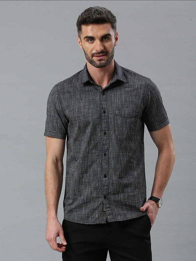 100% Cotton Textured Dark Grey Shirt