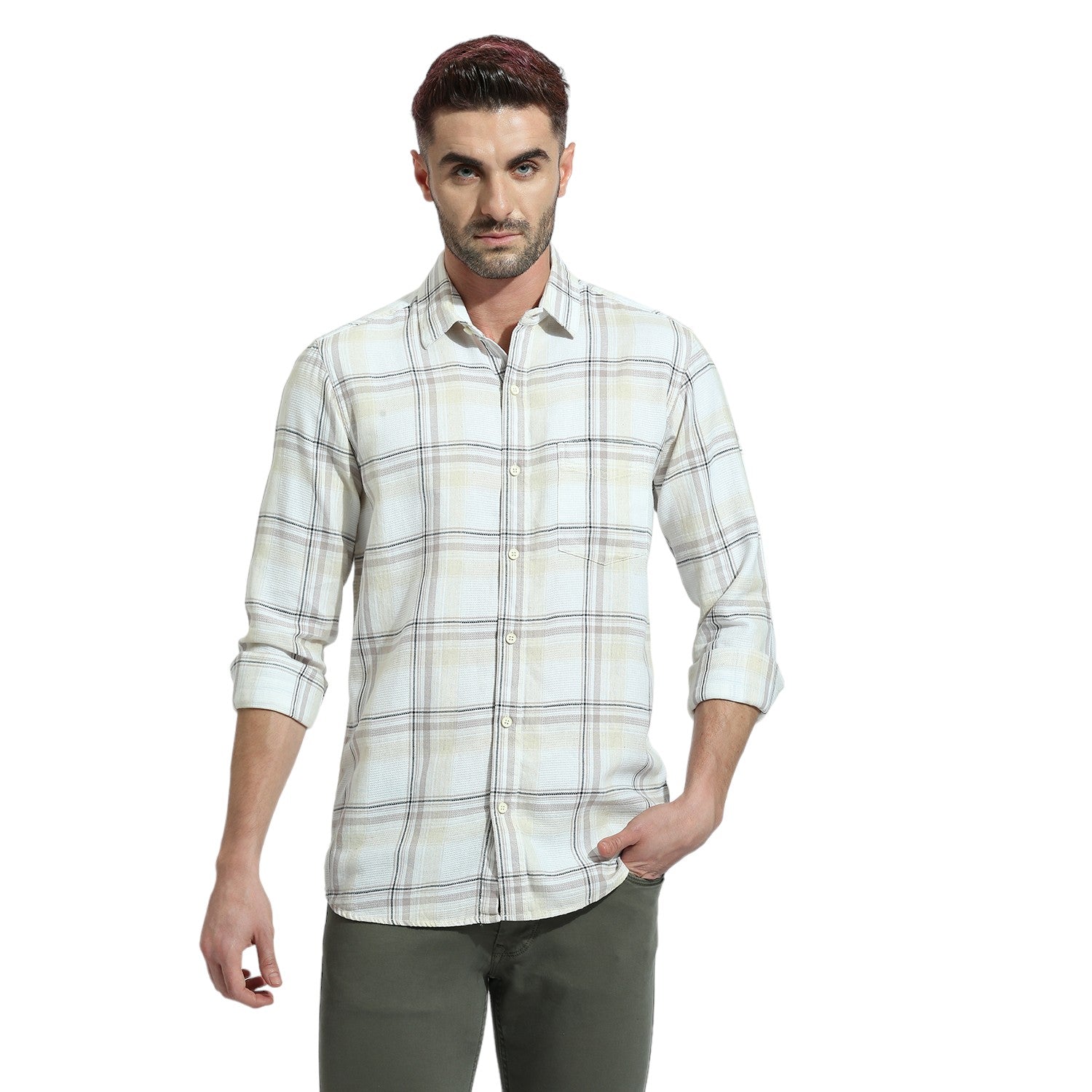 Beige Checkered Shirt