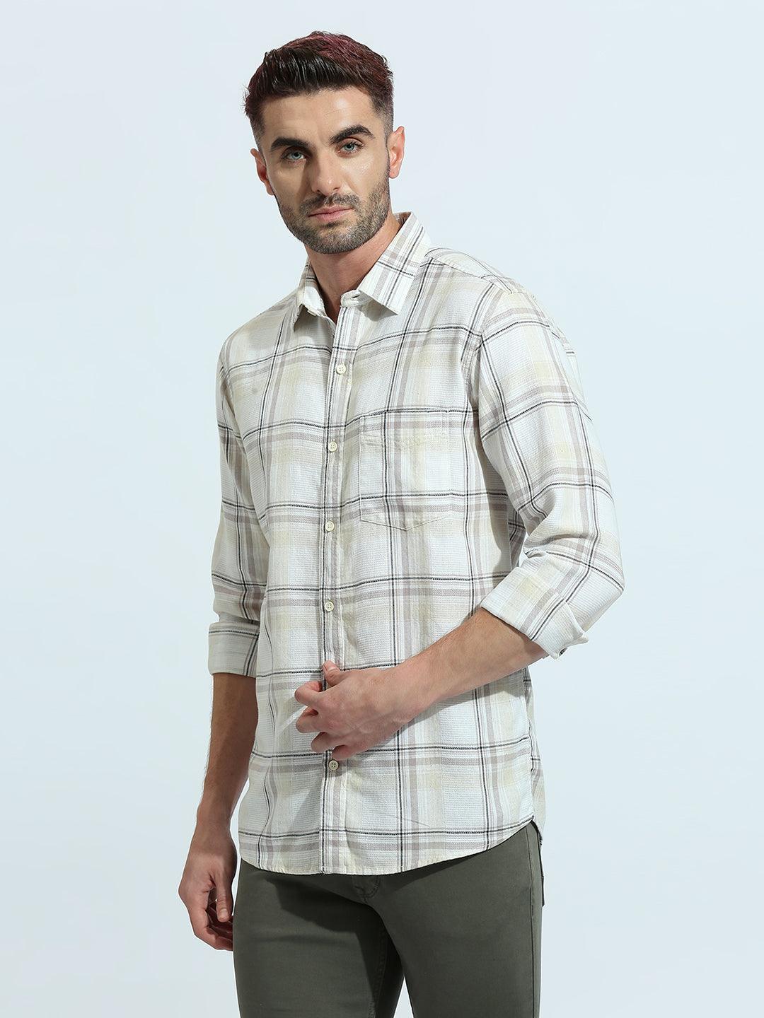 Beige Checkered Shirt