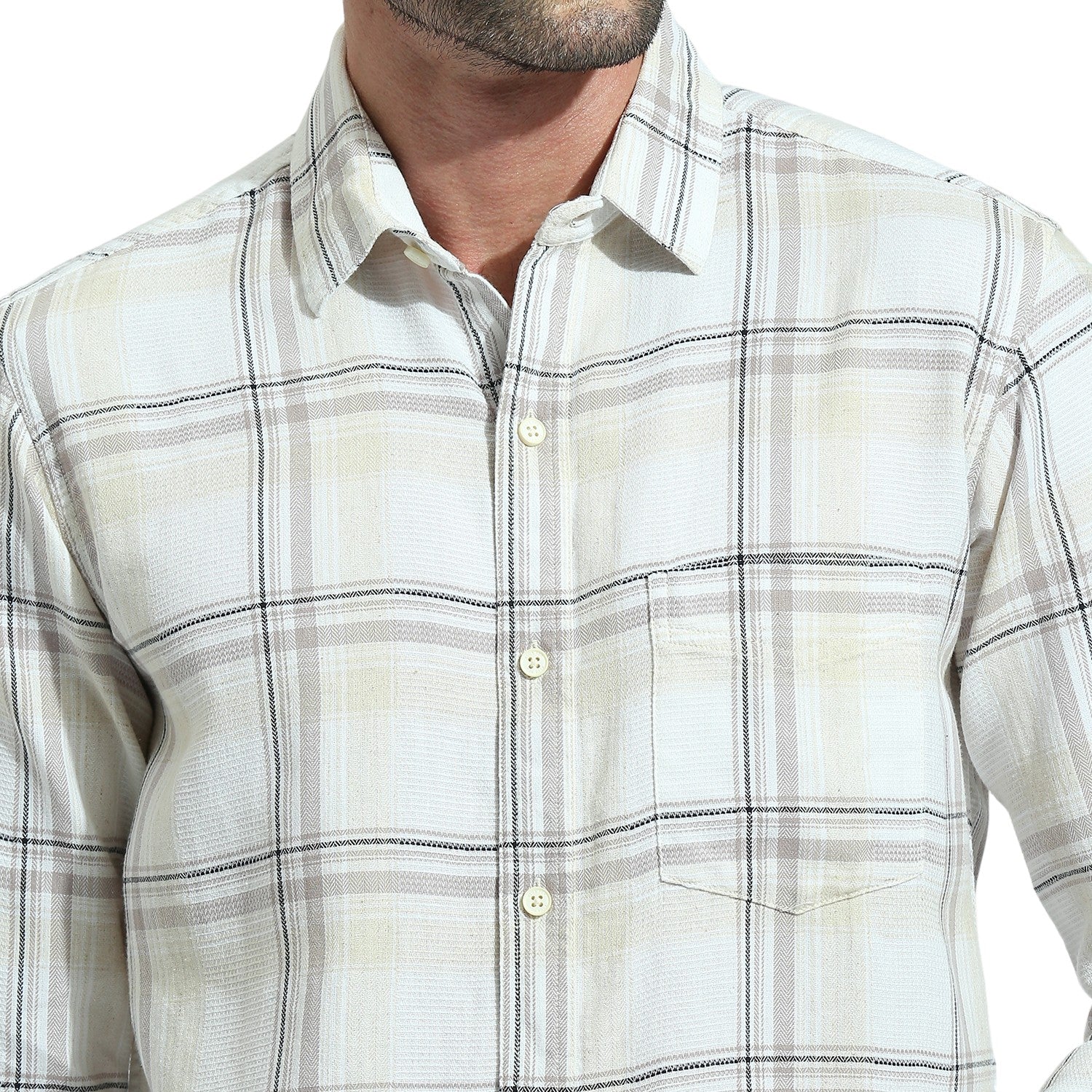 Beige Checkered Shirt