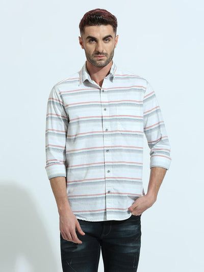 White Grey Striped Shirt
