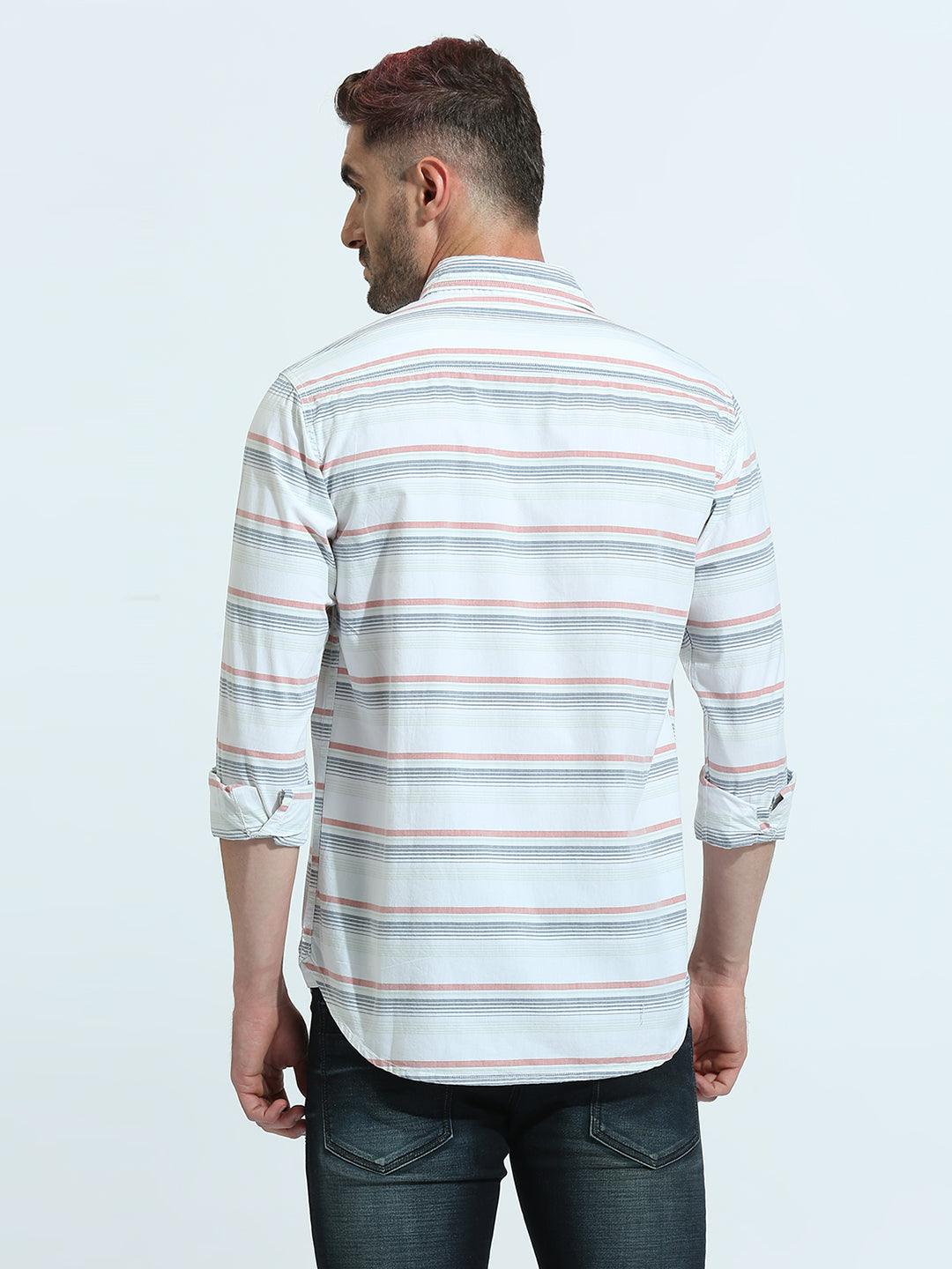 White Grey Striped Shirt