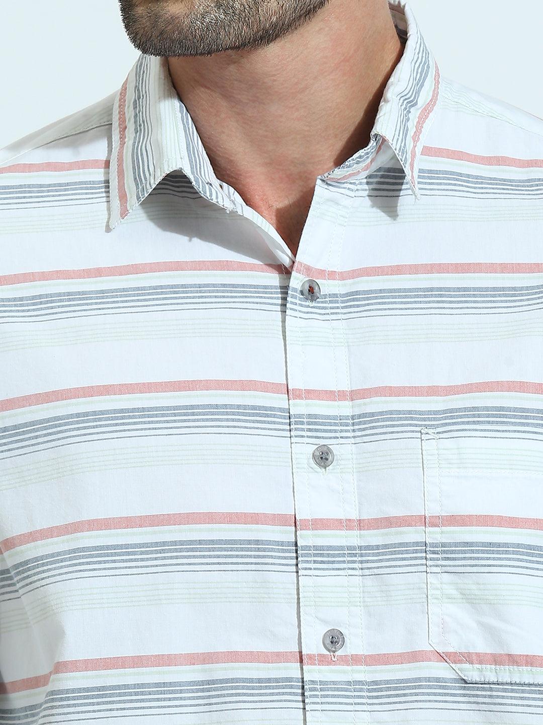 White Grey Striped Shirt