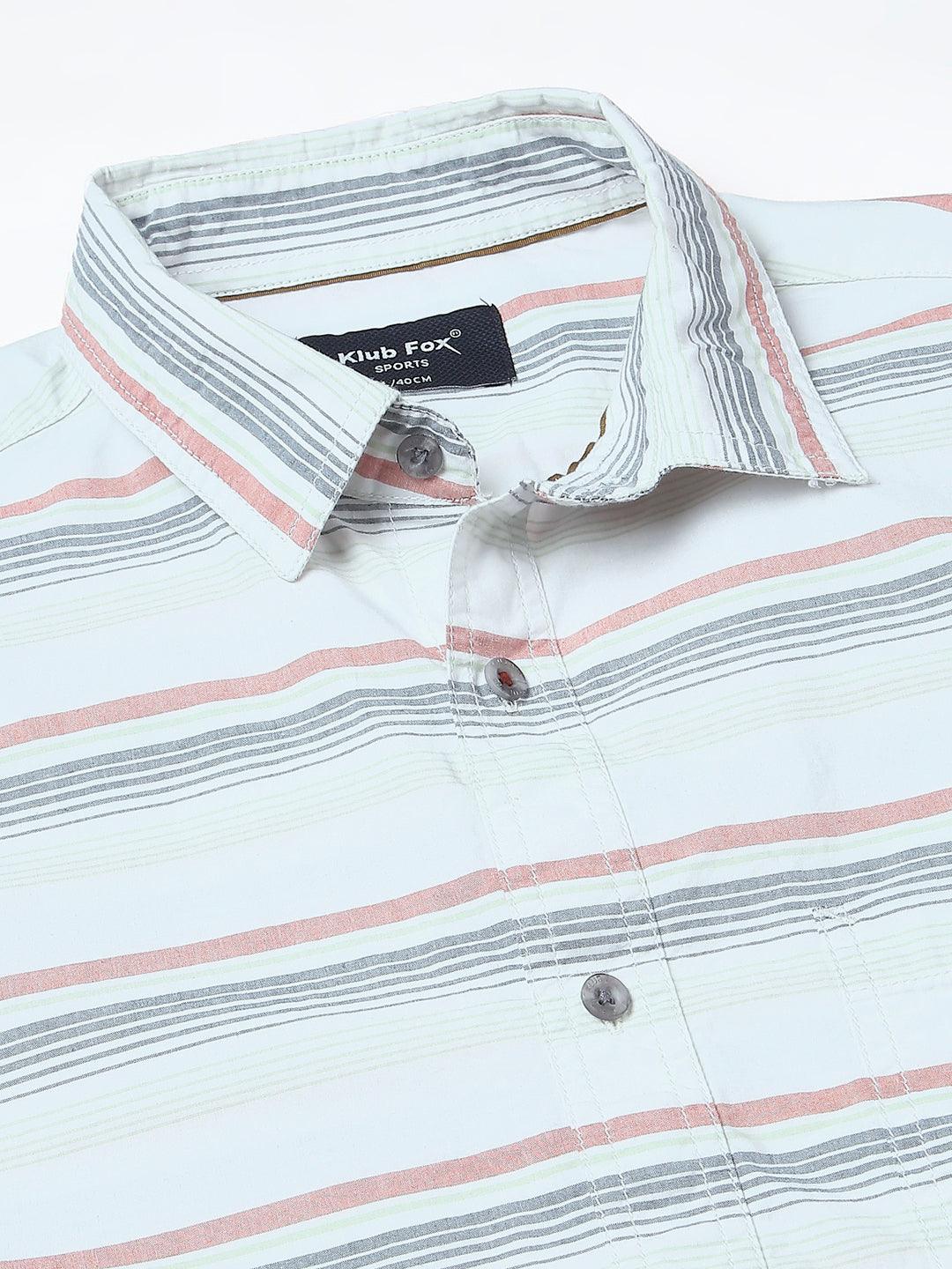 White Grey Striped Shirt