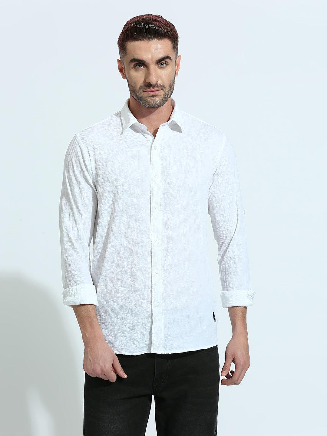 Dobby Fine Weave White Shirt