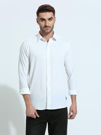 Dobby Fine Weave White Shirt