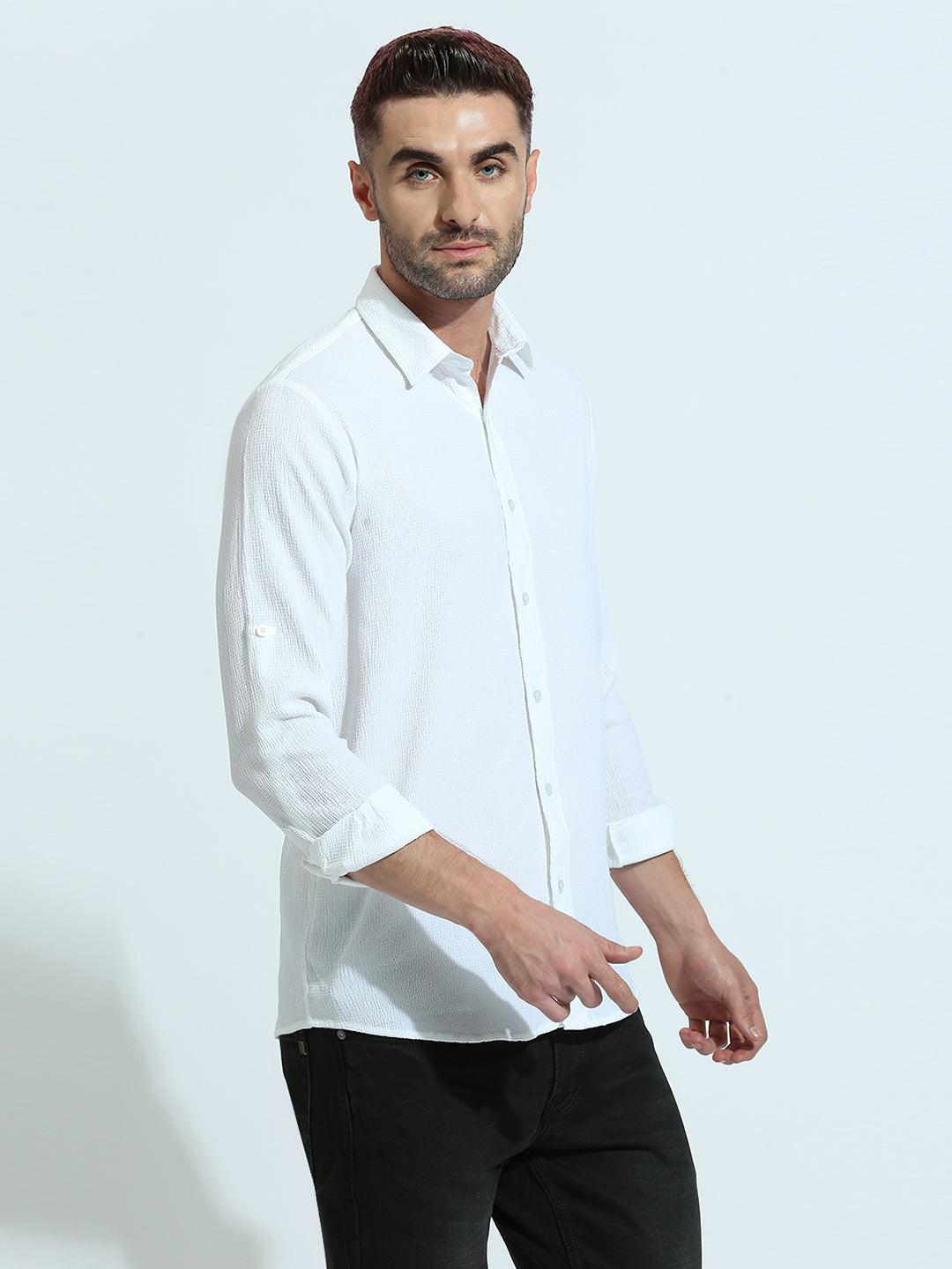 Dobby Fine Weave White Shirt
