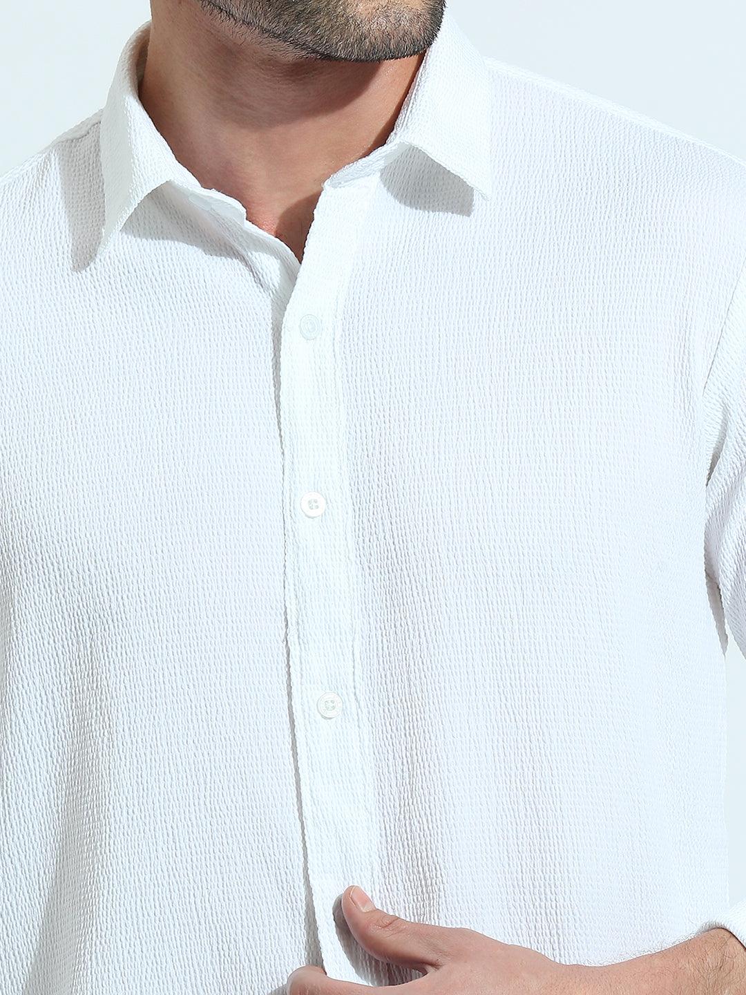 Dobby Fine Weave White Shirt