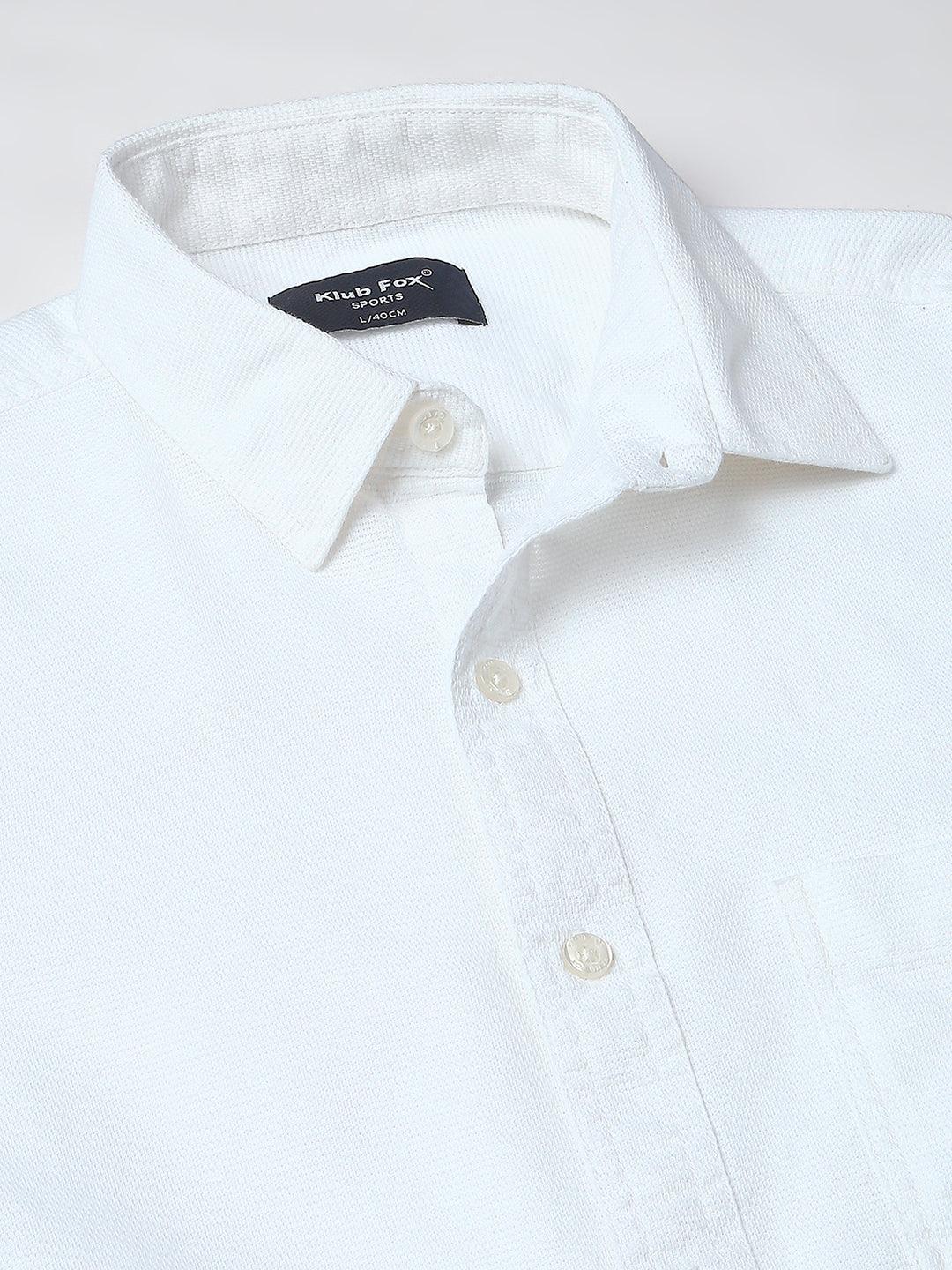 Dobby Fine Weave White Shirt
