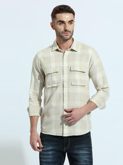 Beige Checkered Shirt