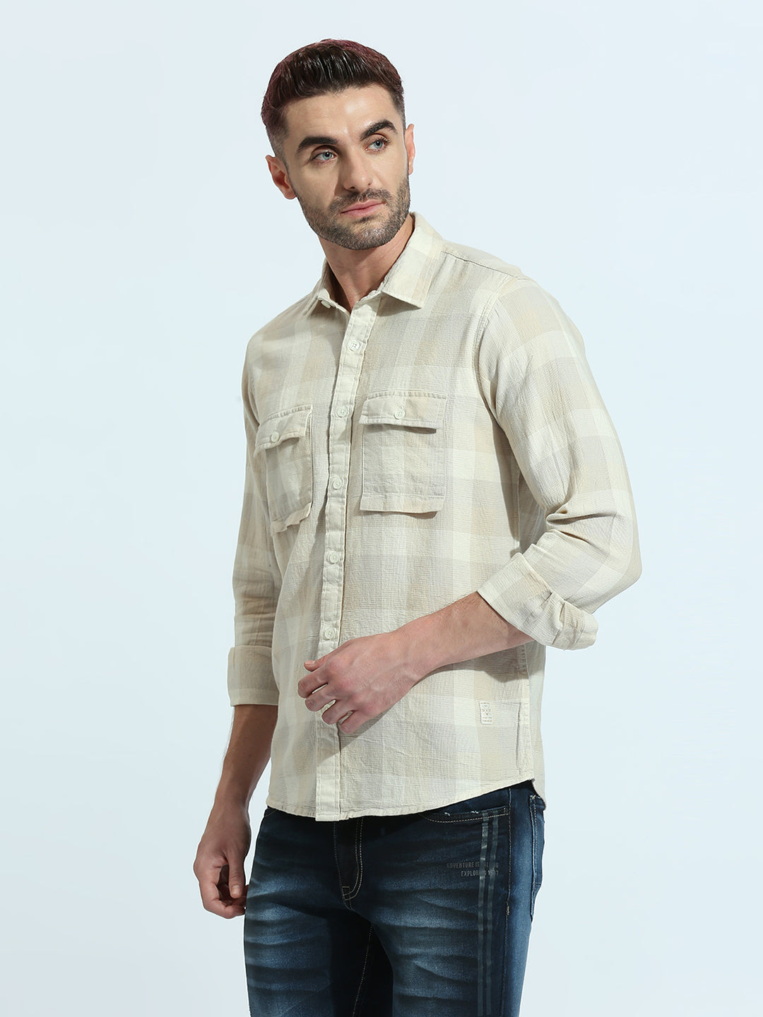 Beige Checkered Shirt