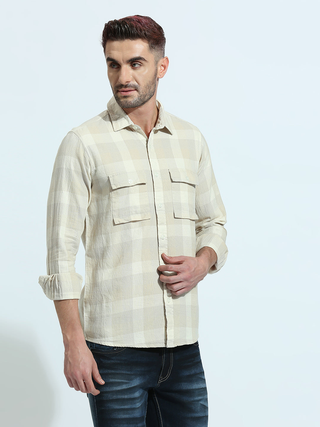 Beige Checkered Shirt