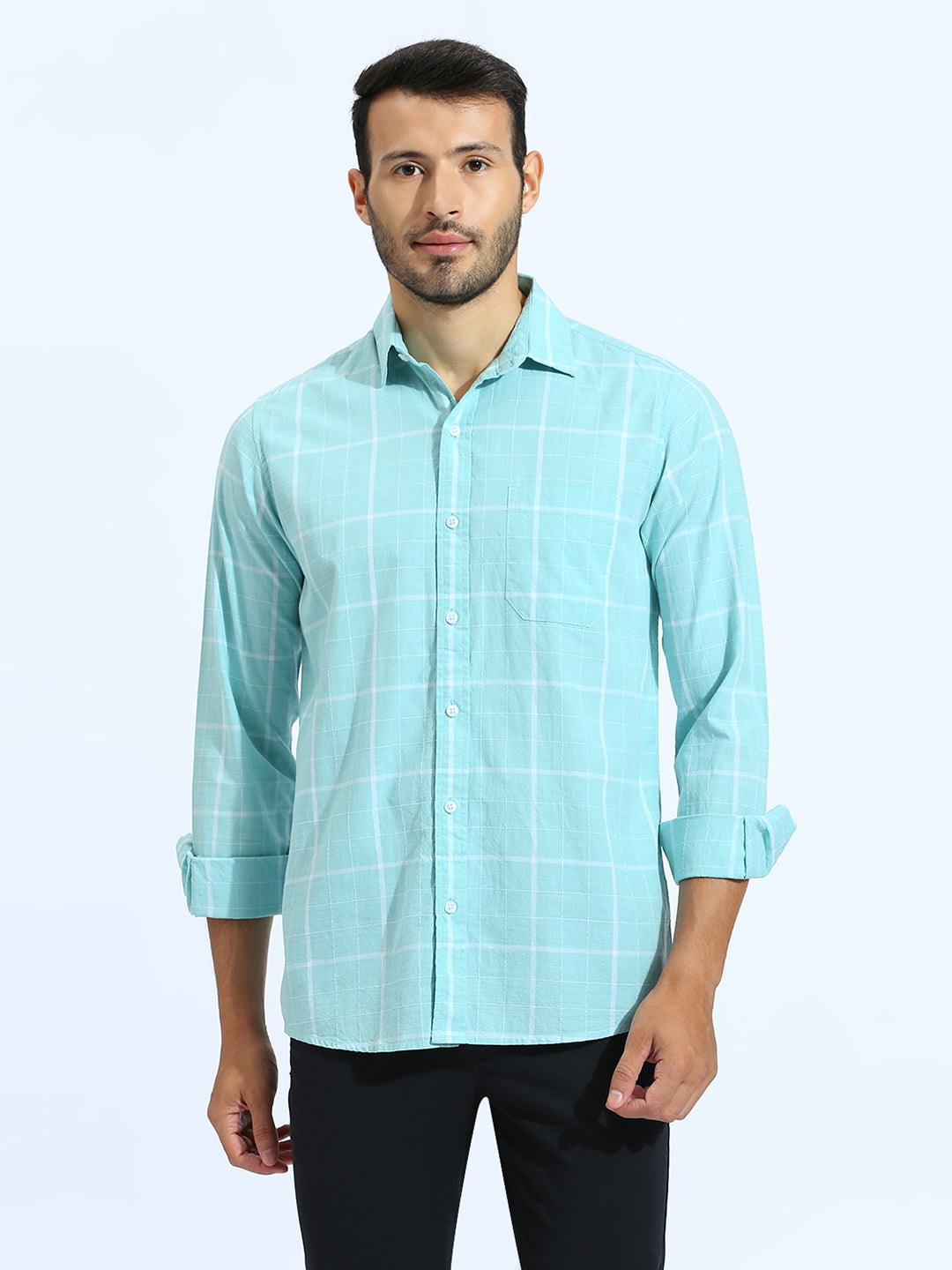 Sea Green checkered Shirt